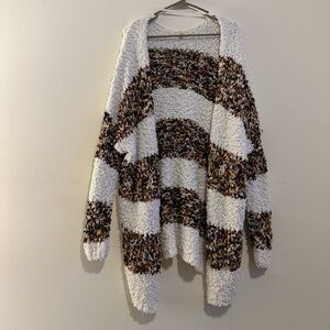 Kori Multicolor Striped Cardigan - Cream and Brown